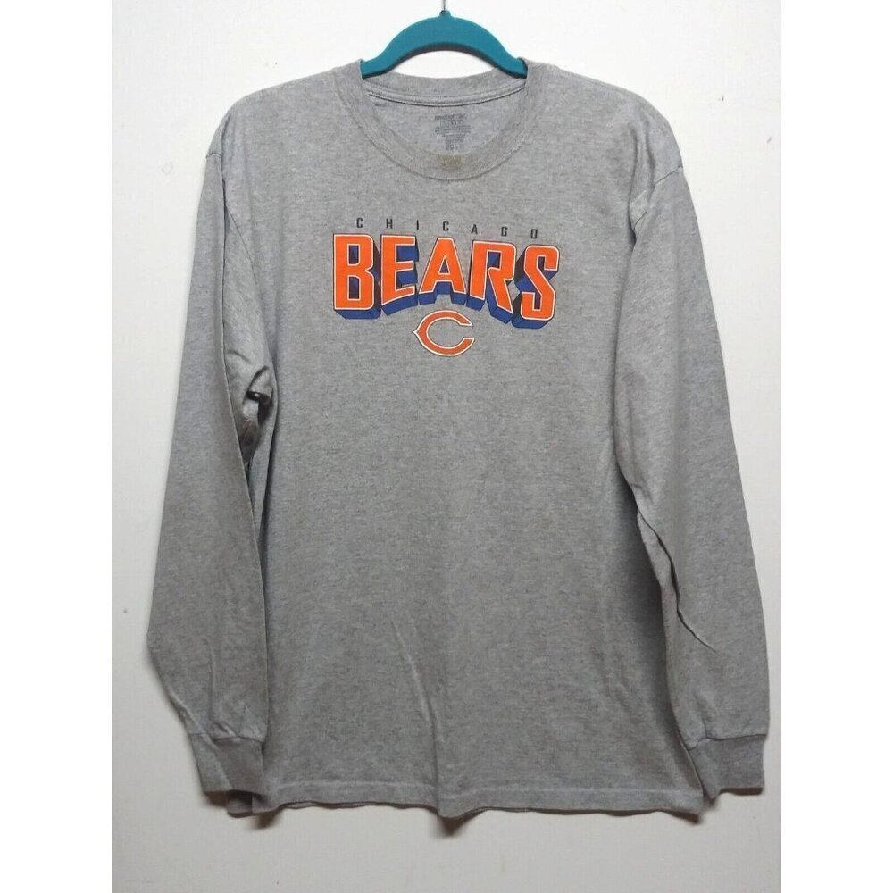 Vintage Reebok Chicago Bears T shirt mens Size L Long Sleeve Grey Football
